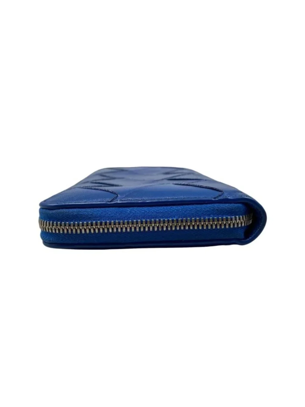 Bottega Veneta Wallet Maxi Intrecciato Cassette Zip Around Leather Blue